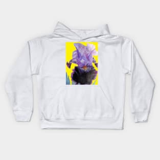 Iris Watercolor Painting - on Yellow Kids Hoodie